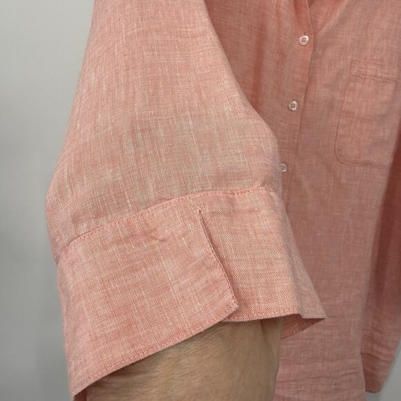 Chicos 4 Linen No Iron Button Up Shirt Plus size 20/22 Coral 3/4 Sleeve Beachy - Picture 4 of 8